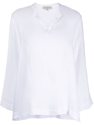 antonelli round split-neck linen blouse - white