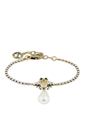 GUCCI Bee Motif Crystal Embellished Bracelet in gold
