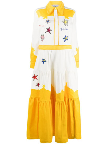 Mira Mikati embroidered patch shirt maxi dress in white