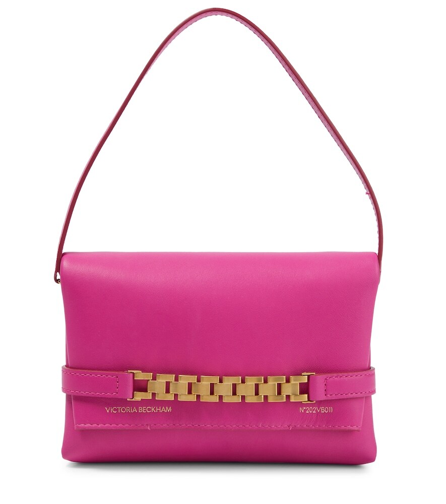 Victoria Beckham Chain leather pouch in pink