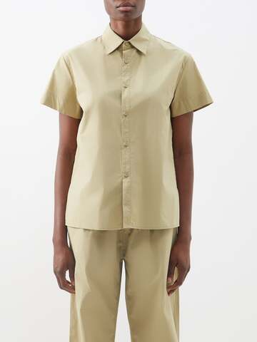 matteau - organic-cotton poplin shirt - womens - light khaki