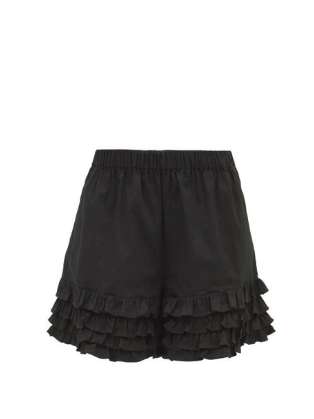 Kika Vargas - Eli Ruffled Cotton-blend Poplin Shorts - Womens - Black