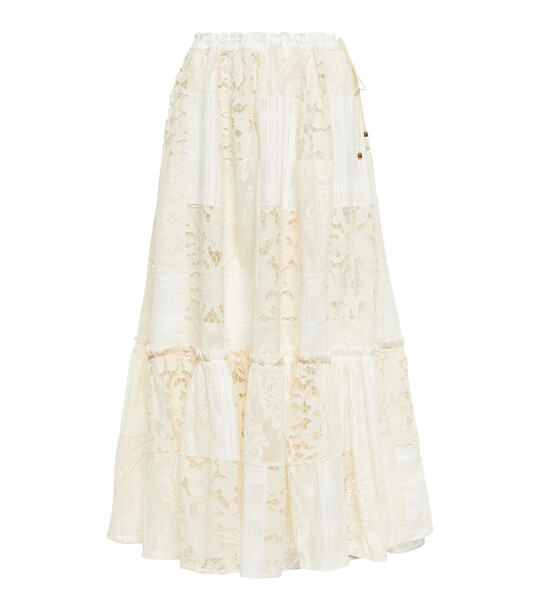 Zimmermann Andie cotton-blend midi skirt in white