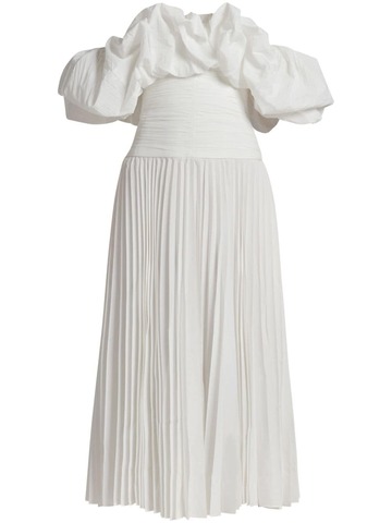 acler arahura ruffle-collar midi dress - white