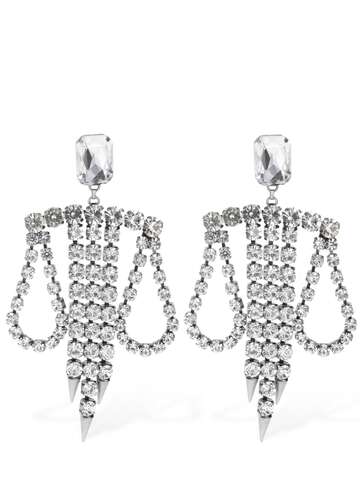 AREA Crystal Spike Chandelier Earrings in silver
