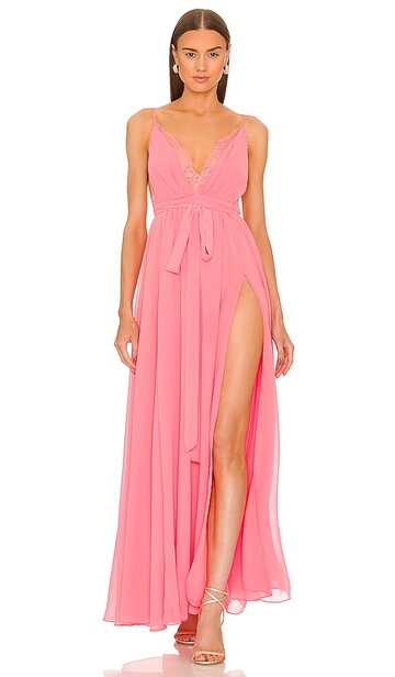 Michael Costello x REVOLVE Justin Gown in Pink in coral