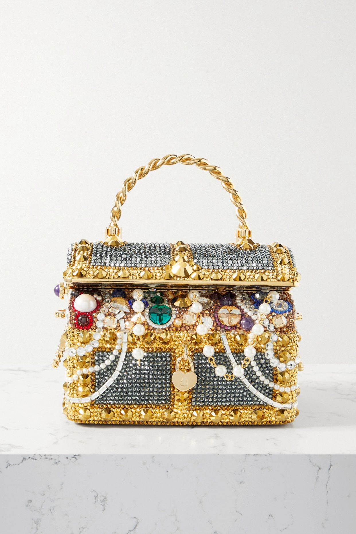 Judith Leiber Couture - Sunken Treasure Chest Crystal-embellished Gold-tone Clutch - one size