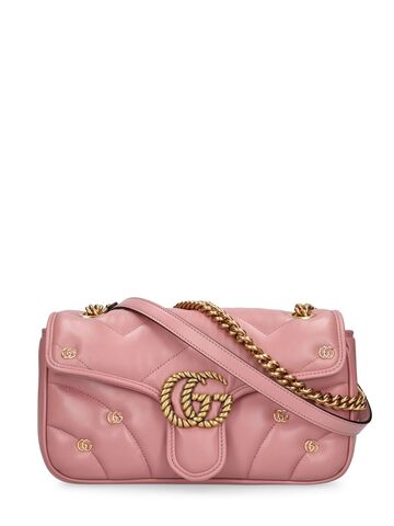 gucci small gg marmont leather shoulder bag in rose