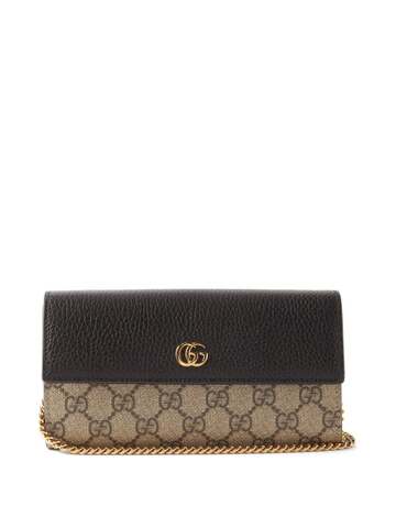 gucci - gg marmont leather wallet cross-body bag - womens - black beige