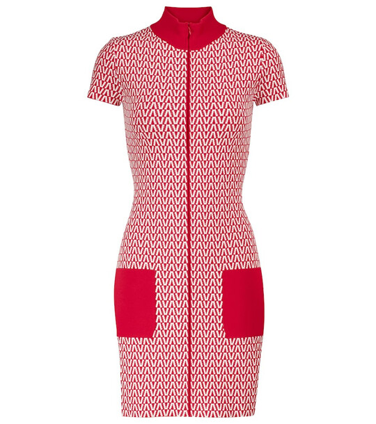 Valentino Jacquard knit minidress in red