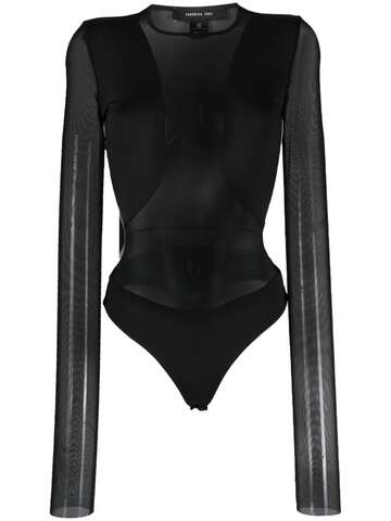 federica tosi semi-sheer long-sleeve bodysuit - black