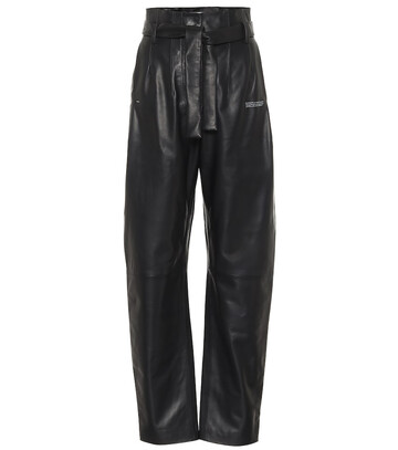 Off-White High-rise straight leather pants in black