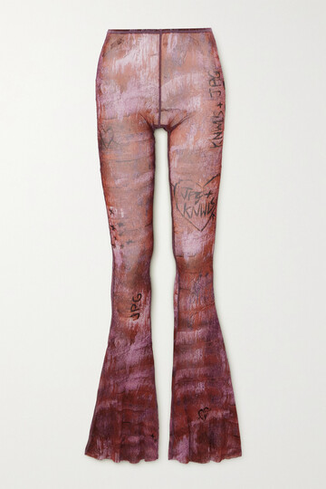 Jean Paul Gaultier - + Knwls Printed Mesh Flared Pants - xx small in red