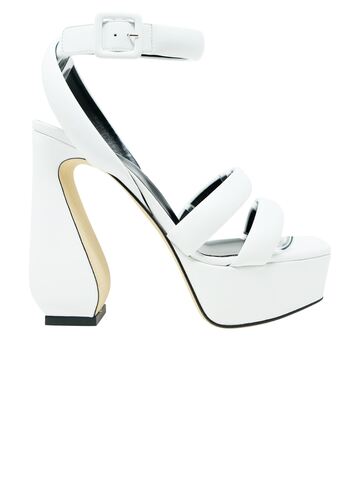 Si Rossi White Leather Sandals in black