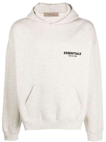 fear of god essentials logo-print hoodie - neutrals