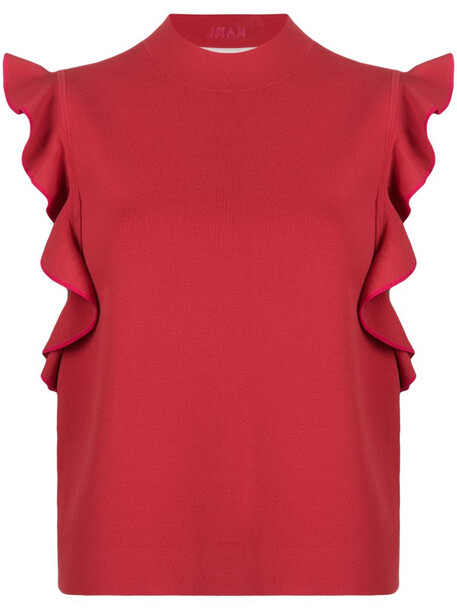 Karl Lagerfeld colour-block ruffle top in red