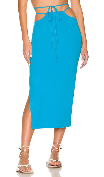 WeWoreWhat Cutout Midi Skirt in Blue