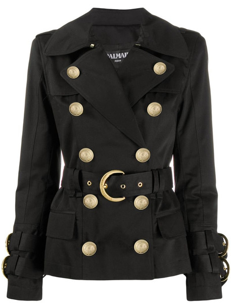 Balmain double-breasted belted jacket in black