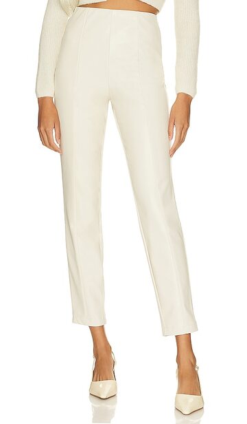 afrm simone faux leather pants in cream in ivory