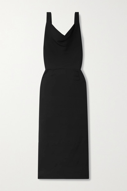 VALENTINO - Draped Stretch-crepe Midi Dress - Black