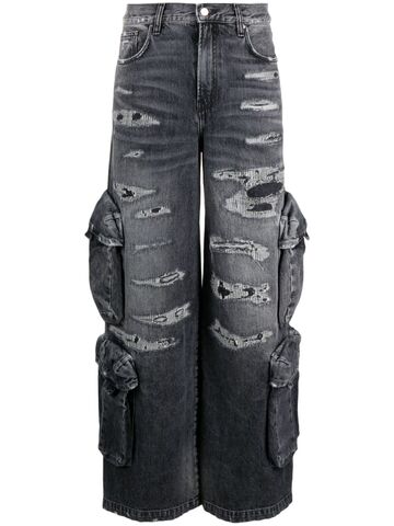 amiri high-rise wide-leg cargo jeans - black