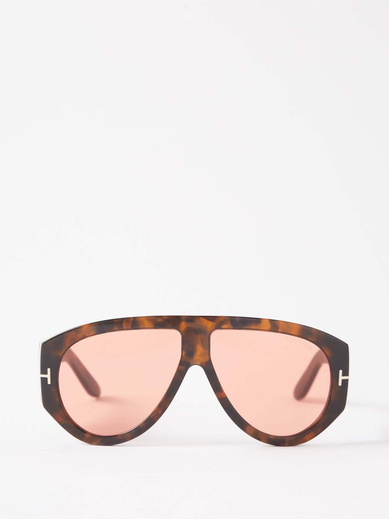 Tom Ford Eyewear - Bronson Aviator Acetate Sunglasses - Womens - Brown Multi