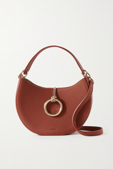 Chloé Chloé - Arlene Embellished Textured-leather Shoulder Bag - Brown