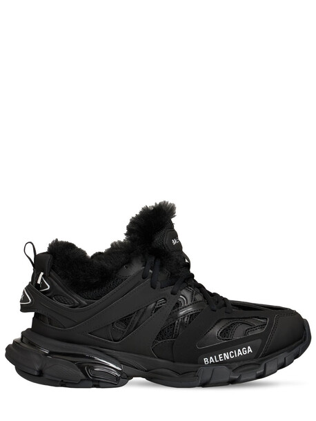 BALENCIAGA Track Faux Fur Sneakers in black