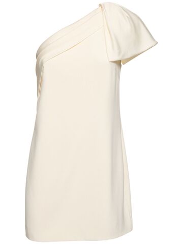 roland mouret one-shoulder satin crepe mini dress in cream