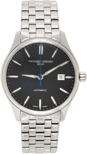 frédérique constant silver & green index automatic watch