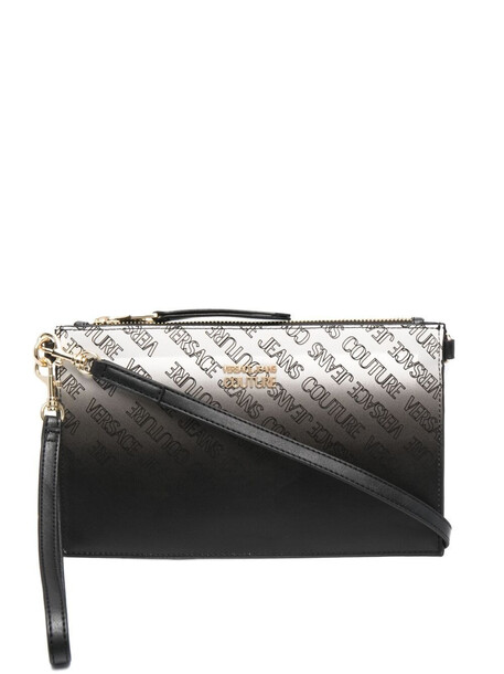 Versace Jeans Couture logo-print faux-leather clutch bag - Black