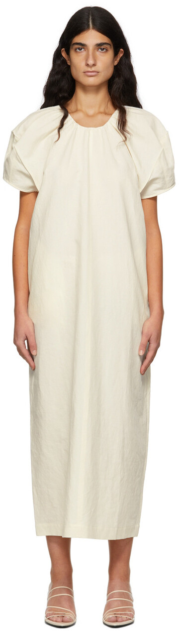 Missing You Already Off-White Organic Cotton Long Dress in cream