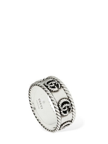 gucci 9mm gg braided marmont thick ring in silver
