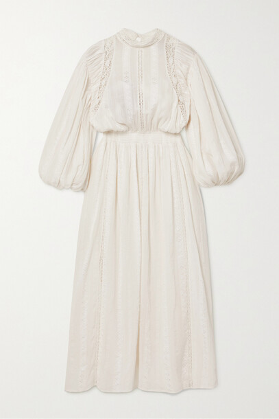 Isabel Marant Étoile - Jaena Crocheted Lace-trimmed Embroidered Cotton-blend Maxi Dress - White