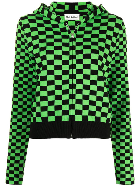 Molly Goddard checkerboard zipped hoodie - Green