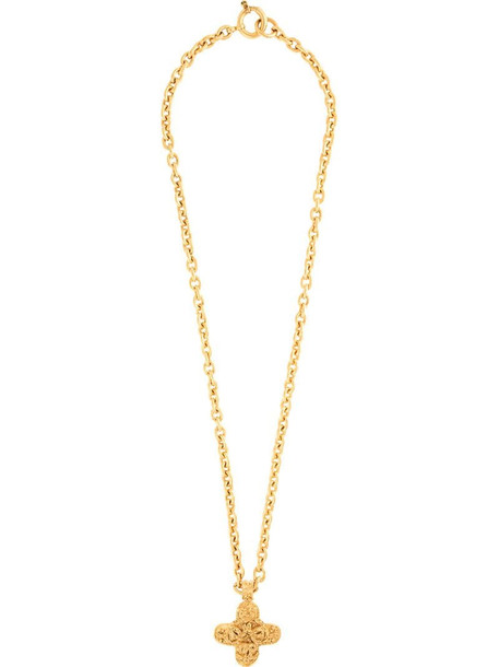 Chanel Pre-Owned 1994 cross pendant long necklace in gold