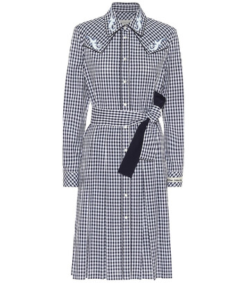 golden goose olivia checked cotton shirt dress in blue
