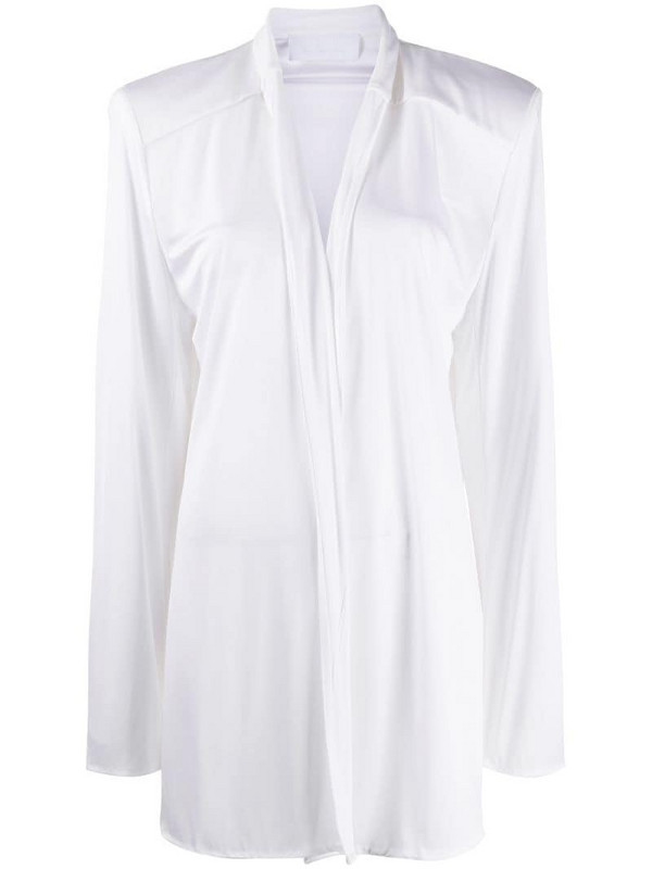 No Ka' Oi exaggerated-shoulder open-front jacket in white