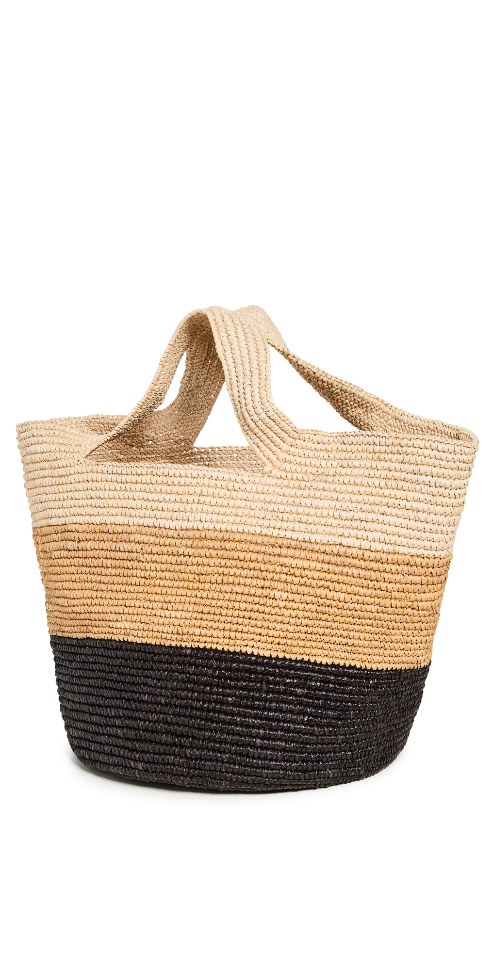 Sensi Studio Striped Bolso Playero Soft Woven Carry Tote in black / natural / beige