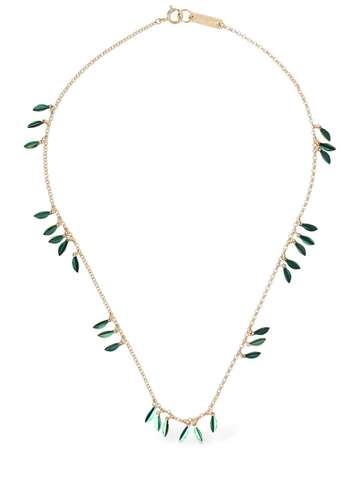 ISABEL MARANT Lea Colored Shiny Collar Necklace in gold / green