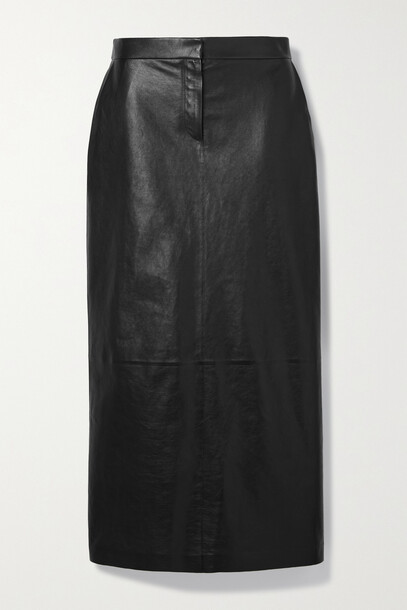 The Row - Sebas Leather Midi Skirt - Black