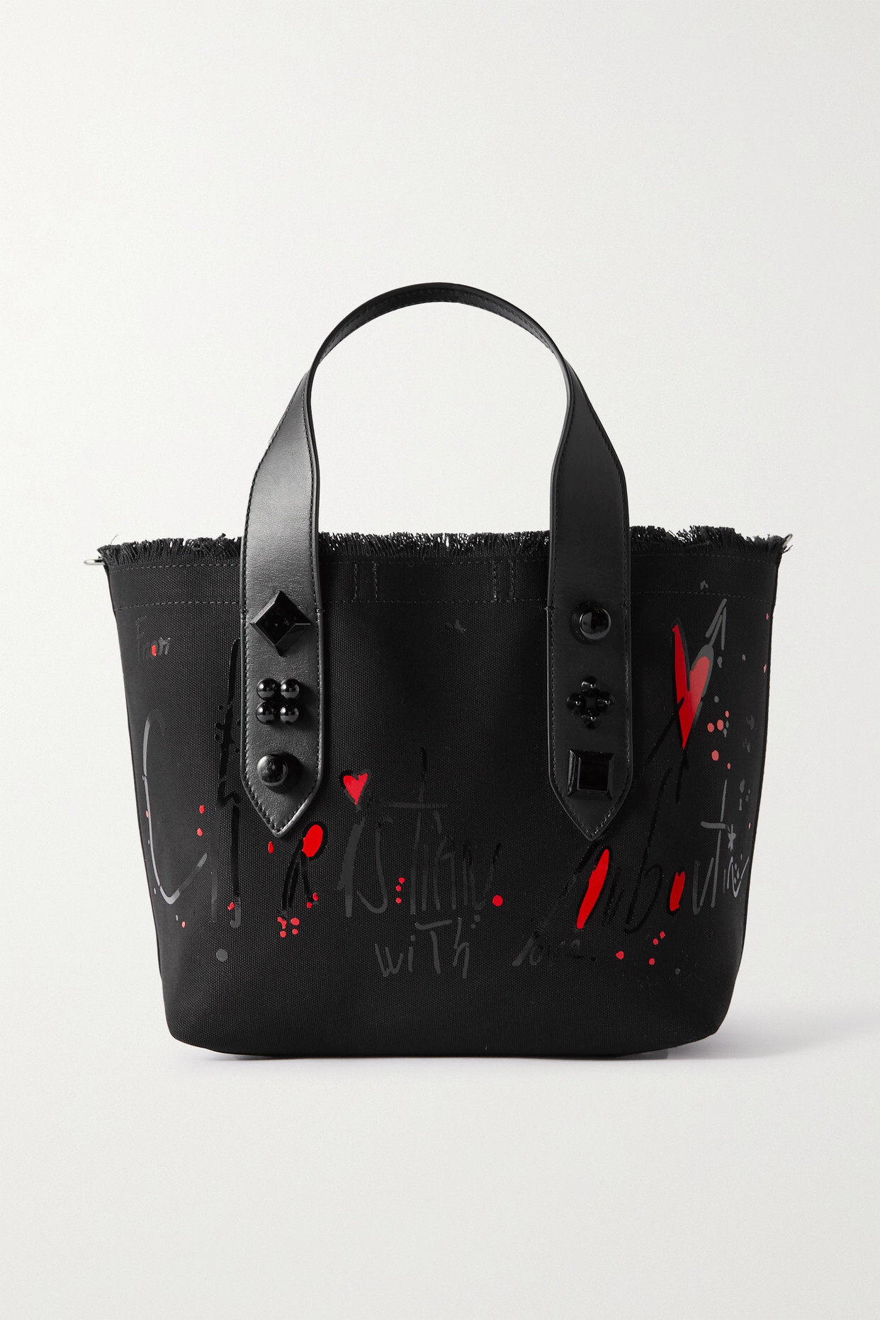 Christian Louboutin - Frangibus Leather-trimmed Frayed Printed Canvas Tote - Black