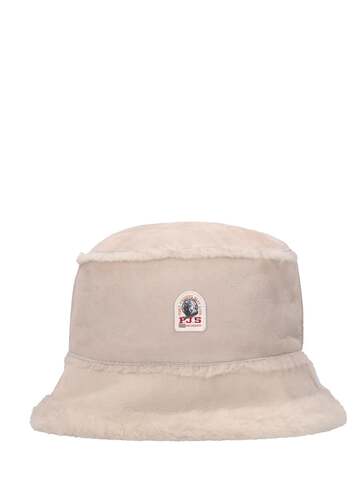 PARAJUMPERS Shearling Bucket Hat in beige