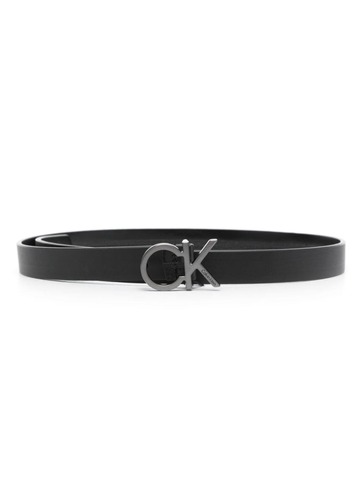 calvin klein re-lo logo-buckle leather belt - black