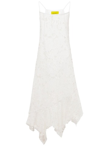 MARQUES'ALMEIDA Asymmetric Cotton Macramé Midi Dress in white