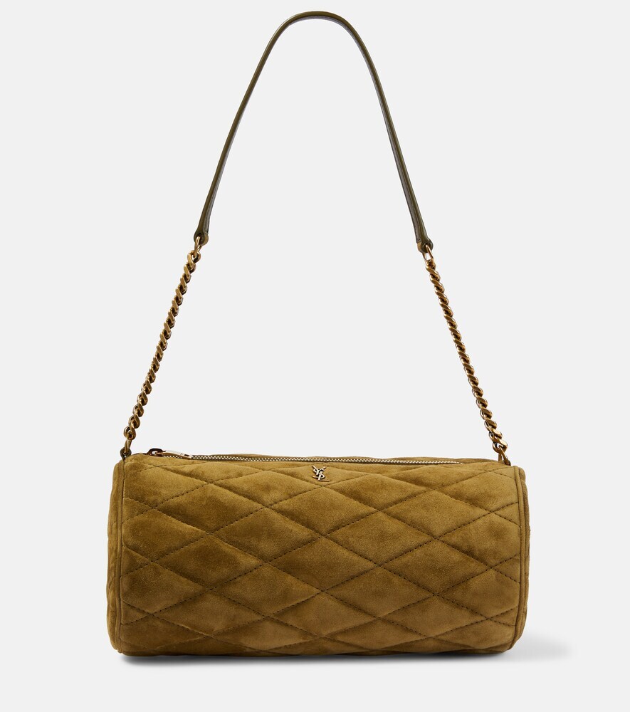 Saint Laurent Sade Small quilted suede shoulder bag in green