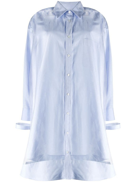 Maison Margiela sheer-overlay shirt-dress in blue