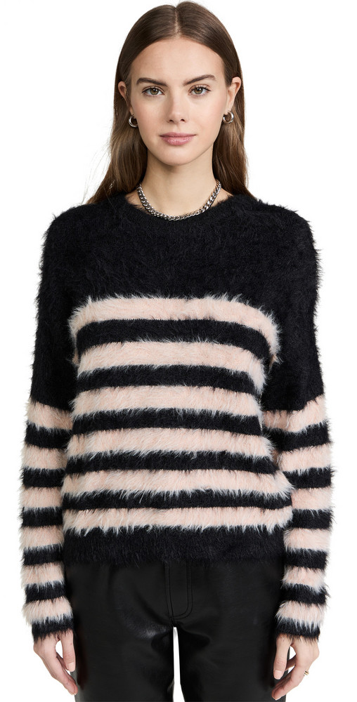 Velvet Lulu Fuzzy Sweater in black / blush