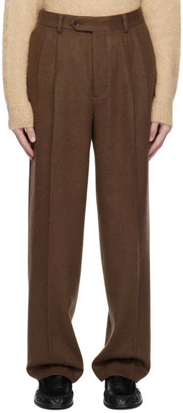 auralee brown pleated trousers