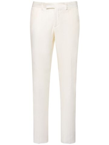 lardini linen blend straight pants in white